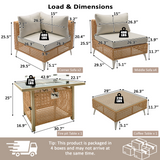 K&K 8-Piece Patio Furniture Set with Fire Pit Table