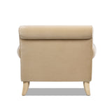 Alana 38' Lawson Accent Arm Chair Metal Casters, Fawn Brown Performance Velvet