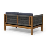 Charlotte Outdoor And Rope 4 Seater Chat Set With Cushions - Teak