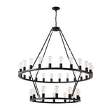 52 Inch Black Wagon Wheel Chandelier, 36-Lights