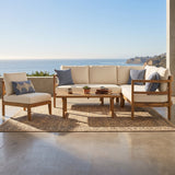 Outdoor Acacia Wood 5-Seater Sectional Sofa Set with Water-Resistant Cushions