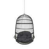 Rustic Hanging Basket Chair With Cushion