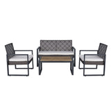4 Piece Patio Furniture Set With Acacia Wood Table Top