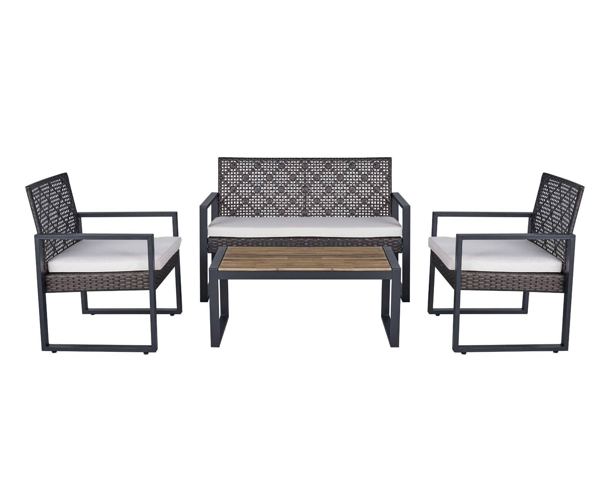 4 Piece Patio Furniture Set With Acacia Wood Table Top