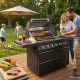46-Inch 75300 BTU 6-Burners Deluxe Stainless Steel Gas Outdoor Kitchen Barbecue Grill
