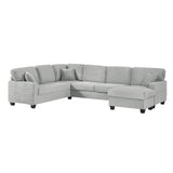 Upholstered U-Shaped Sectional Sofa with Movable Ottoman and Storage Pockets - Multiple Colors