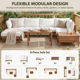TOPMAX 8-Piece Acacia Wood Outdoor Patio Sofa Set