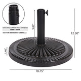 Black Rock Resin Outdoor Umbrella Base with Steel Support in Black Finish