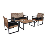 4 Piece Patio Furniture Set With Acacia Wood Table Top