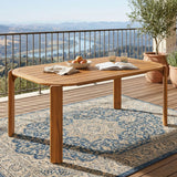 Kaja Outdoor Acacia Wood Dining Table, Teak Finish with Slat Design