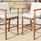 Outdoor Counter Height Bar Stools Set of 2 with Cushions