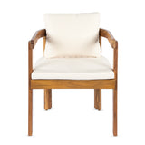 7 Pieces Acacia Wood Outdoor Dining Set with Cream Cushions