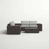 Modern Patio Rattan Sectional Set With Cushions