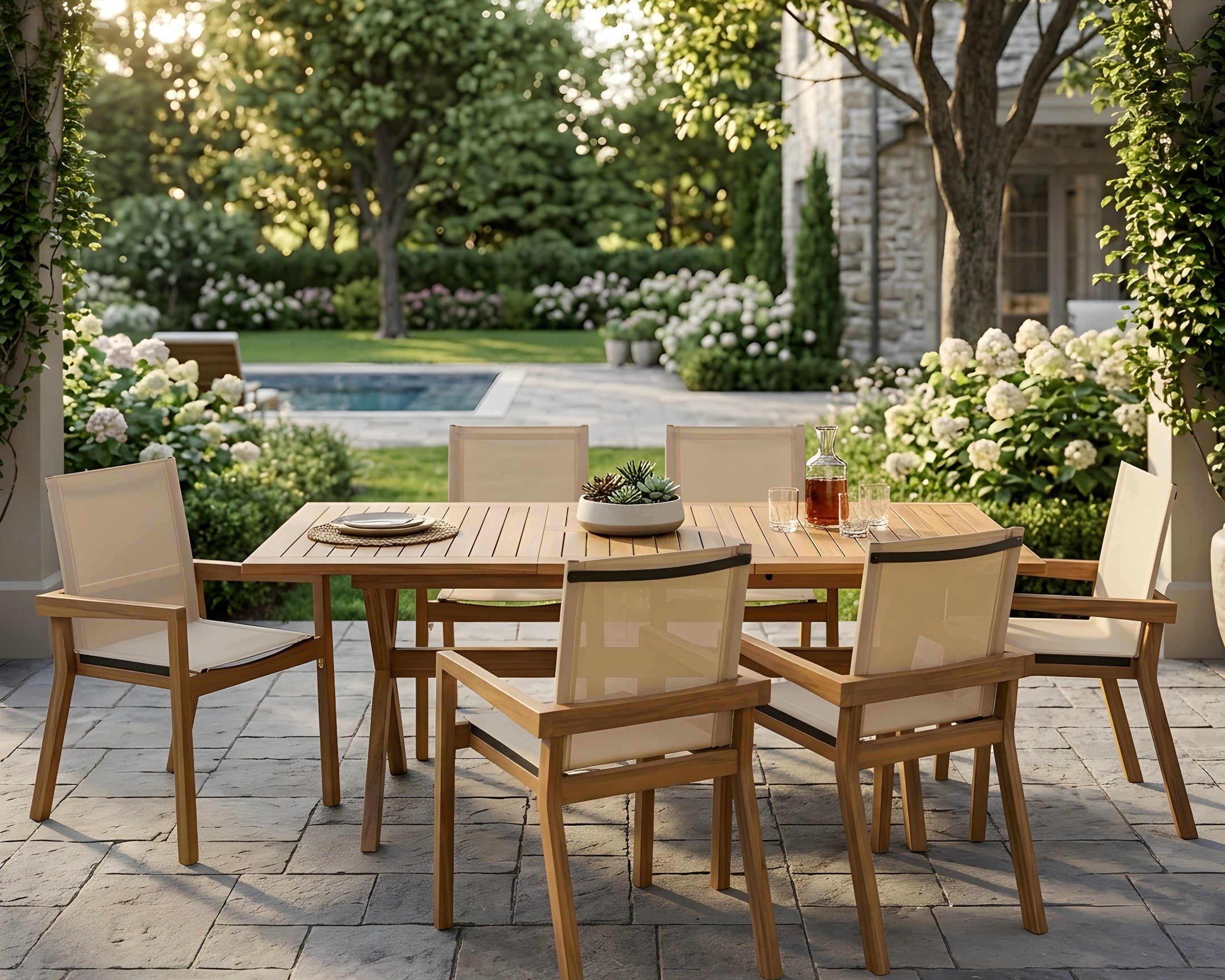 7-Piece Acacia Wood Outdoor Dining Set