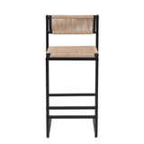Kitchen Bar Stools with Footrest Set of 2 Paper Rope Weave Dining Chairs