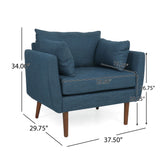Luminate Upholstered Fabric Club Chair with Tapered Legs and 2 Accent Pillows