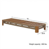 Acacia Wood Outdoor Chaise Lounge with Adjustable Backrest