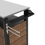 Outdoor Kitchen Wicker Island Rolling Cart & Storage Cabinet Brown