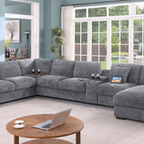 Celine - Fabric Corner Sectional Sofa With Right-Facing Chaise, Cupholders, And Charging Ports