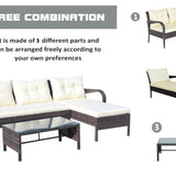 Outdoor Patio Furniture 3-Piece Conversation Set (Beige Cushion)
