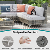 K&K Patio 8-Piece Patio Furniture Set with 43" Fire Pit Table