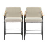 Mid Century Modern Counter Stool Set With Iron Frame