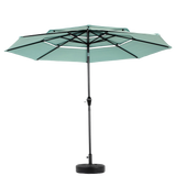Aluminium 10ft 3 Tier Auto-Tilt Outdoor Patio Umbrella - Light Green