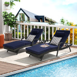 Outdoor Wicker Reclining Chair Set of 2 with Cushions