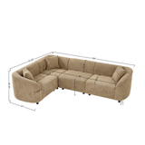 104" L-Shaped Curved Contemporary Sectional Sofa in Camel