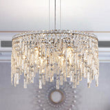 24" Luxurious Round Silver Crystal Chandelier