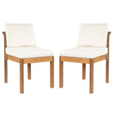 Acacia Wood Outdoor Dining Chair (Set of 2), Teak Finish Wood +