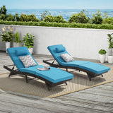Outdoor Wicker Chaise Reclining Chair Set of 2