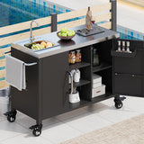 K&K 55.5" Outdoor Kitchen Island with Sink