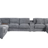 Celine - Fabric Corner Sectional Sofa With Right-Facing Chaise, Cupholders, And Charging Ports