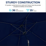 Umbrella With Crank Lift & Tilt, UV-Resistant Canopy For Patio