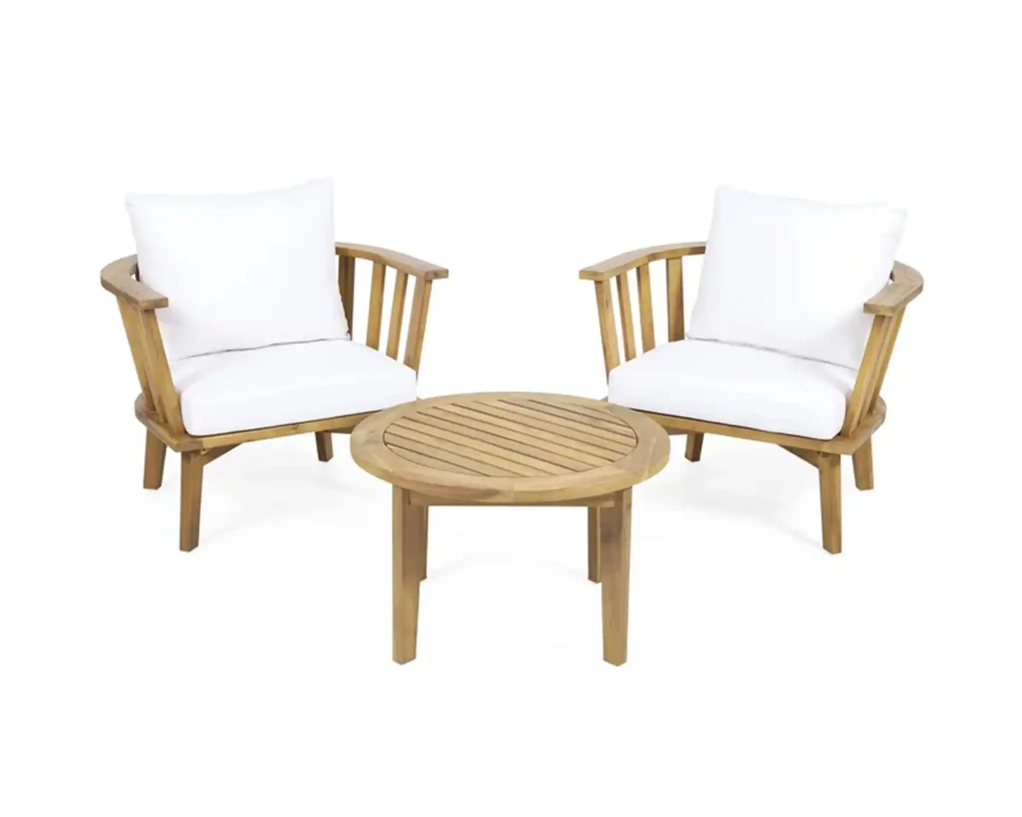 Patio Furniture Set, Outdoor Acacia Wood Patio Club Chair With Table