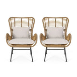 Modern Aesthetic Outdoor Rattan Accent Chair With Metal Legs
