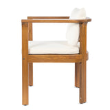 Outdoor Dining Chair Set of 2 with Curved Acacia Wood Arms