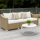 Outdoor Furniture Rattan Sofa with Cushions and Throw Pillows