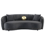 Luxe Upholstered Curved Sofa With Trim And Diamond Quilting - Dark Gray