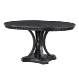 5 Piece Dining Set Extendable Round Table And 4 Chairs - Black / Oak