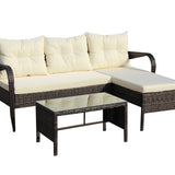Outdoor Patio Furniture 3-Piece Conversation Set (Beige Cushion)