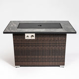 44' Propane Gas Fire Pit Table with Tile Top and Wicker Base