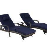 Outdoor Wicker Reclining Chair Set of 2 with Cushions