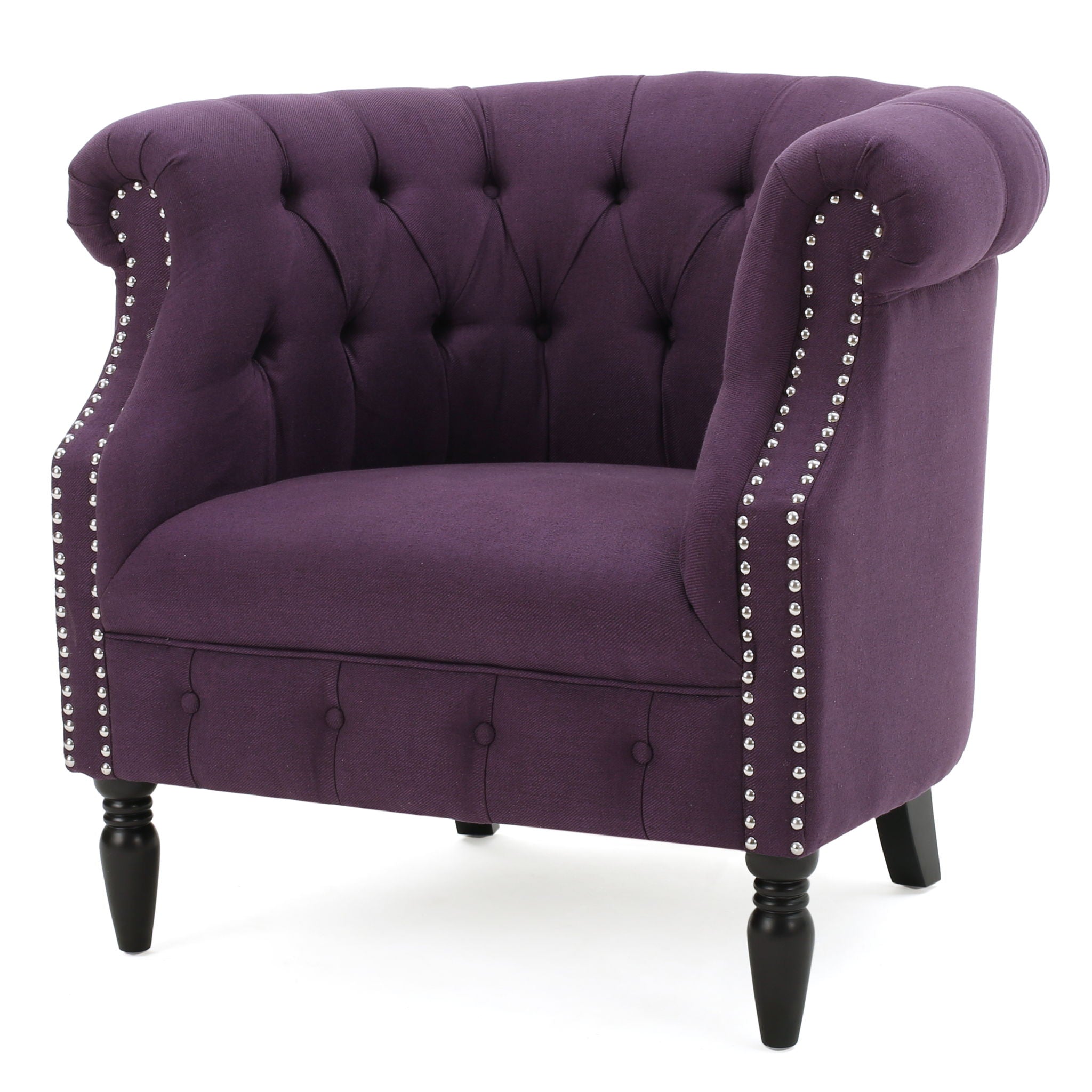 Celestialis Upholstered Club Chair with Tub Design and Rolled Recessed Armrests