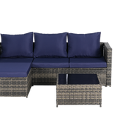 2 Pieces Patio Furniture Set, Outdoor Woven Sectional L-Shaped Patio Furniture