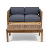 Charlotte Outdoor And Rope 4 Seater Chat Set With Cushions - Teak
