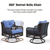 GO 4 Pieces Patio Furniture Set with Swivel Chairs Outdoor Wicker Sofas