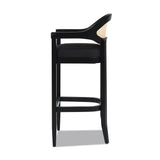 Americana Mid-Century Modern 30.5' Cane Back Bar Stool, Jet Black
