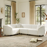 104" L-Shaped Curved Contemporary Sectional Sofa with Bouclé Upholstery - Beige
